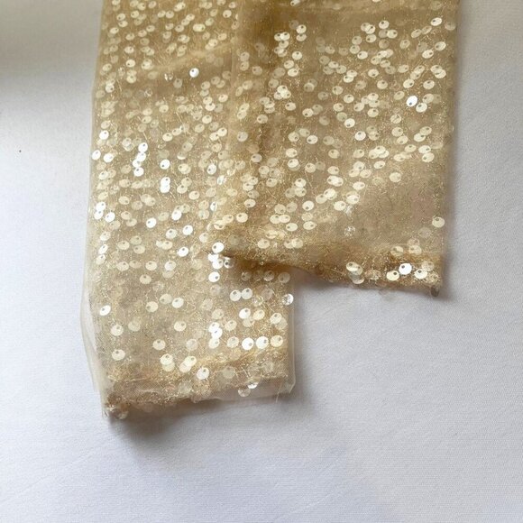 NWT JASON WU CHAMPAGNE SEQUIN ORGANZA LAYERED LONG SLEEVE CROP TOP - M - Picture 9 of 12